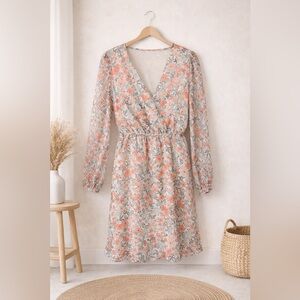 Cupshe Floral Long Sleeve Dress in Pink and Sage Green